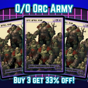 Orc Army 0/0 token - Retro 8bit Pixel Art - Compre 3 e ganhe 33% de desconto - Full Art Custom Magic Proxies - Tokens para seus decks favoritos