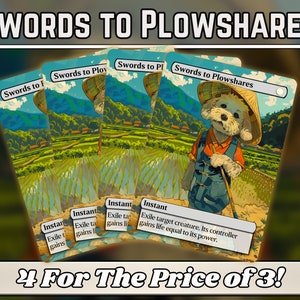 Swords to Plowshares - Puppy Dog Proxy - Serie de arte mágico de fantasía personalizado - Proxies personalizados con arte completo - ¡Cartas de calidad para tus mazos favoritos!