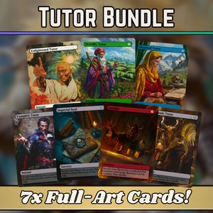 Tutorbundel: set van 7 kaarten, unieke full-art custom proxy's, kaarten van hoge kwaliteit voor je favoriete kaartspellen!