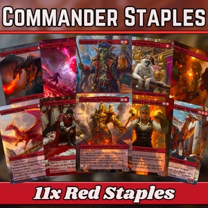 Pacote Clássico Red Commander Staples - Conjunto de 10 + 1 Carta Vermelha! - 11 proxies de Magic personalizados com arte completa - Cartas para seus decks favoritos!
