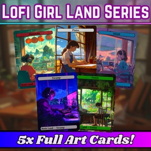 Lo-fi Anime Girl Basic Lands - Proxy Anime Lands - Lo-Fi Girl Style - Hochwertige Basic Lands für alle Formate!