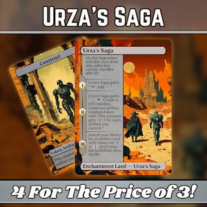 La saga d'Urza - procuration - série d'art magique fantastique personnalisée - procurations personnalisées entièrement illustrées - cadeau idéal - objets de base pour vos decks préférés !