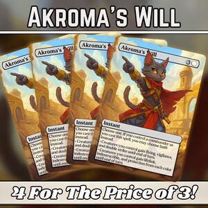 Testament d'Akroma - procuration Kitty Cat - série d'art magique fantastique personnalisée - procurations personnalisées entièrement illustrées - cartes de haute qualité pour vos decks préférés !
