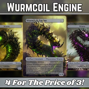 Wurmcoil Modul + 2 Wurm Token - Proxy - Custom Fantasy Art Serie - Full-Art Custom Proxies - Geschenk - Klammern für Ihre Lieblingsdecks!