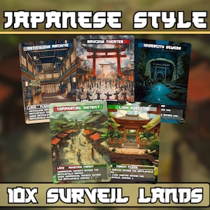 Surveil Lands - Japanischer Stil Surveil Lands Set von 10 Einzigartigen Full-Art Custom Magic Proxies - Hochwertige Länder für Ihre Lieblingsdecks!