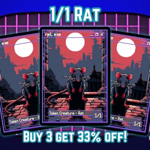 Token Rato 1/1 - Pixel Art Retro de 8 bits - Compre 3 e ganhe 33% de desconto - Proxies personalizados com arte completa - Tokens para seus decks favoritos