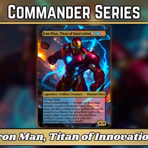 Iron Man, Titan of Innovation - Proxy - Classic Commander Series - Illustrations complètes de proxys personnalisés - Cartes de haute qualité pour vos decks préférés !