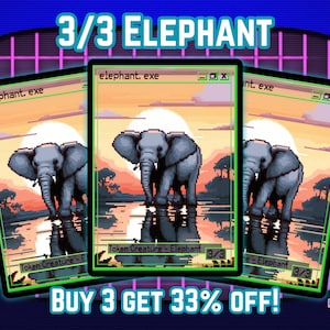Ficha de elefante 3/3 - Retro 8bit Pixel Art - Compra 3 y obtén un 33 % de descuento - Proxies mágicos personalizados con arte completo - Fichas para tus mazos favoritos
