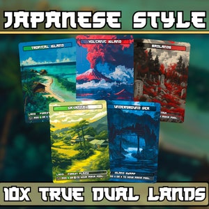 True Dual Lands - Juego de 10 Dual Lands de estilo japonés - Proxies mágicos personalizados con arte completo únicos - ¡Tierras de alta calidad para tus mazos favoritos!