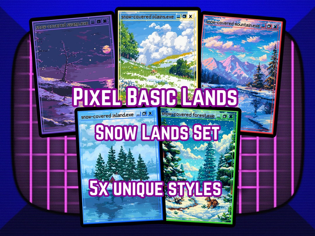 MTG Pixel Basic Lands 沼 Snow Pixel Basic Lands Magic - Basic Snow-lands Set of 20