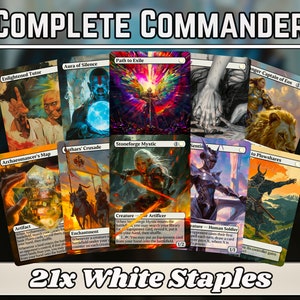 White Kommandant Heftklammern Komplettes Bündel - 20er Set + 1 weiße Karten! - 21 einzigartige Full-Art Custom Magic Proxys