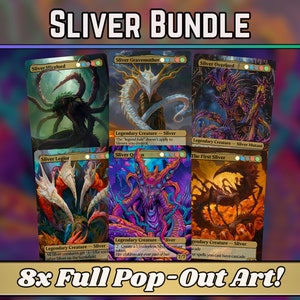 Sliver Bundle - Sliver Tribal Commanders  - Set of 6 + 2 cards - Unique Full-art Custom proxies - Gorgeous cards for your favorite deck!