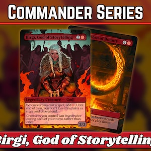Birgi, Diosa de la Narrativa // Harnfel, Cuerno de la Recompensa - Proxy - Serie Classic Commander - Proxies mágicos de doble cara personalizados con arte completo