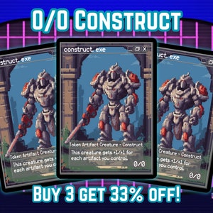 Ficha Construct 0/0 - Arte retro de píxeles de 8 bits - Compra 3 y obtén un 33 % de descuento - Proxies personalizados con arte completo - Fichas para tus mazos favoritos
