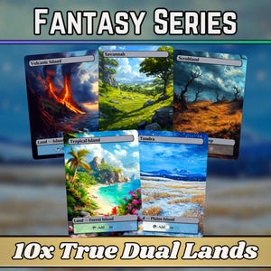 True Dual Lands - Juego de 10 Fantasy Dual Lands - Proxies de Magic personalizados con arte completo únicos - ¡Tierras de alta calidad para tus mazos favoritos!