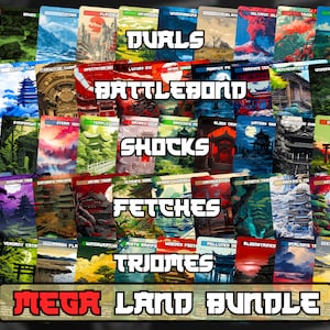 Pacote de terrenos japoneses Mega EDH (50 cartas) - Terrenos proxy - conjunto de 50 terrenos japoneses + 10 melhorias de vigilância - Terrenos com arte completa para EDH e cEDH!