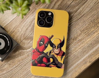 Funda con diseño de Deadpool y Lobezno para iPhone 16 Pro Max, 15 Pro Max, 14 Plus, 13, 12, 11, XR y Samsung S23 Plus, S23 Ultra, S21, S20