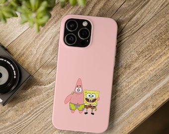 Funda de Bob Esponja para iPhone 16 Pro Max, 15 Pro Max, 14 Plus, 13, 12, 11, XR y Samsung S23 Plus, S23 Ultra, S21, S20