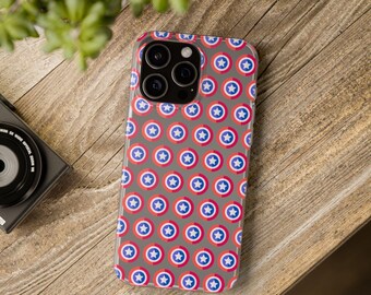 Funda con diseño de escudo del Capitán América para iPhone 16 Pro Max, 15 Pro Max, 14 Plus, 13, 12, 11, XR y Samsung S23 Plus, S23 Ultra, S21, S20