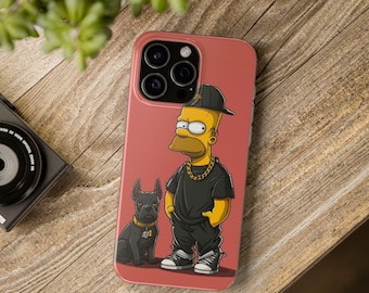 Funda con diseño de Los Simpson para iPhone 16 Pro Max, 15 Pro Max, 14 Plus, 13, 12, 11, XR y Samsung S23 Plus, S23 Ultra, S21, S20