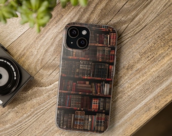 Funda para teléfono con diseño de estantería de biblioteca para iPhone 16 Pro Max, 15 Pro Max, 14 Plus, 13, 12, 11, XR y Samsung S23 Plus, S23 Ultra, S21, S20