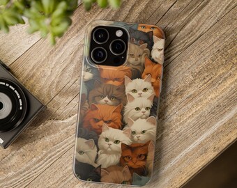 Funda con diseño de gato para iPhone 16 Pro Max, 15 Pro Max, 14 Plus, 13, 12, 11, XR y Samsung S23 Plus, S23 Ultra, S21, S20