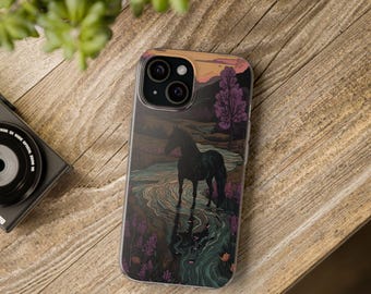 Funda con estampado de naturaleza y caballos para iPhone 16 Pro Max, 15 Pro Max, 14 Plus, 13, 12, 11, XR y Samsung S23 Plus, S23 Ultra, S21, S20