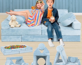 Lunix LX15 Modular Kids Play Couch, 14pc Toddler Sofa Fort Building Set for Boys and Girls, Washable, Soft Foam Couch for Bedroom & Playroom