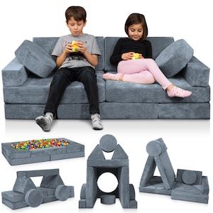 Lunix LX15 Modular Kids Play Couch, 14pc Toddler Sofa Fort Building Set for Boys and Girls, Washable, Soft Foam Couch for Bedroom & Playroom