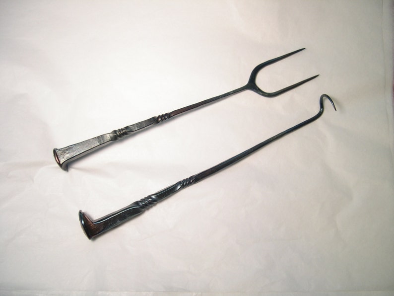 Railroad spike fork and meat flipper combo Etsy