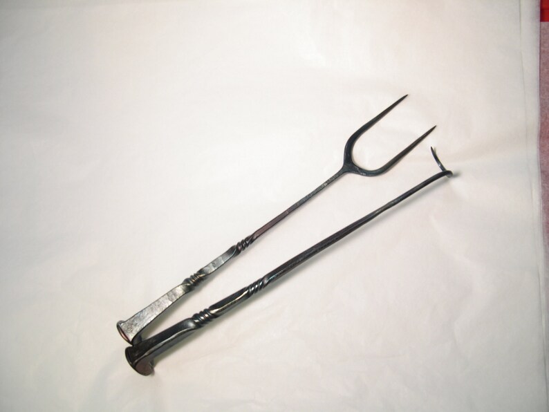 Railroad spike fork and meat flipper combo Etsy