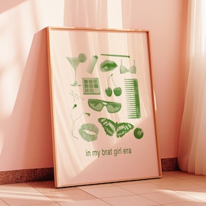 Brat Girl Era Wall Print Peach + Green | Wall Art Brat Decor Digital Download Poster Artwork
