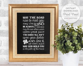 Irish Blessing Digital Art - May the road rise to meet you - blackboard chalkboard subway art - digital printable file - instant download