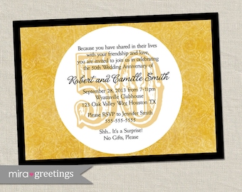 50th anniversary invitation - Golden gold anniversary wedding party invite (Printable Digital File)