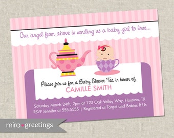 Tea Party Baby Shower Invitation - Tea Party Invite (DIY Printable Digital File)