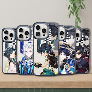 Genshin Impact 36 personnages masculins Kinich Alhaitham Baizhu Neuvillette Xiao Wriothesley Wanderer Scaramouche - Étui pour portable