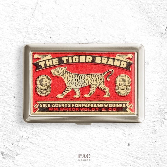 tiger cigarette case Retro Blue/Black Animal Print Business Credit Card Holder Bengal Tiger Cigarette Case Portable