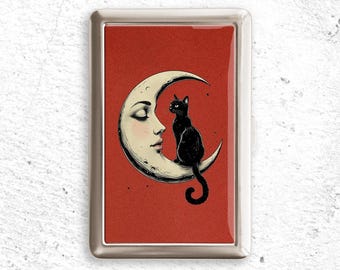 Black Cat and Moon Face Cigarette Case