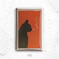 Retro Black Cat Smoking Poster Cigarette Case