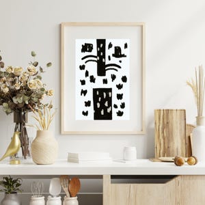 Arte de línea abstracta monocromática minimalista para colgar en la pared, decoración moderna para el hogar, obra de arte dibujada a mano, póster acogedor para interiores, regalo de inauguración de la casa