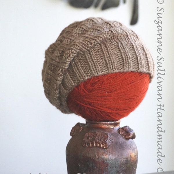 Baby Slouch Beanie, 3 to 12 Month Baby Beanie, Taupe Brown Baby Beanie