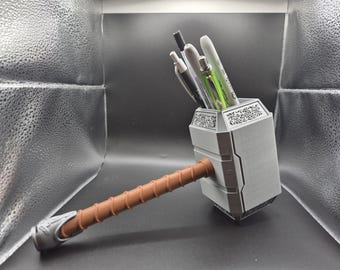 Thors hammer Mjölnir inspired , pen pot, desk organizer, desk tidy, make-up brush holder