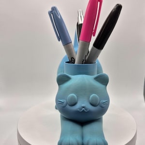 Cute kitty cat pen pot, desk organizer, make-up brush holder, desk tidy