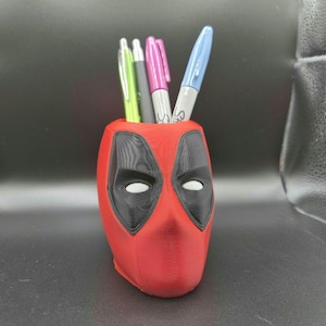 Deadpool inspired pen pot, desk organizer, desk tidy, classroom, make-up brush holder,