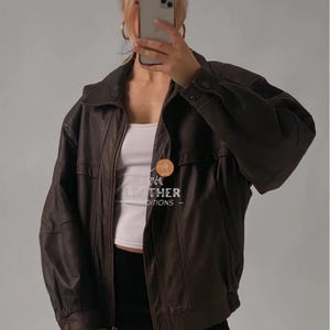 Women Handmade Brown Oversize Bomber Lambskin Soft Real Leather Jacket, Custom Size |Women’s Casual Wear Genuine Leather Jacket Gift for Her