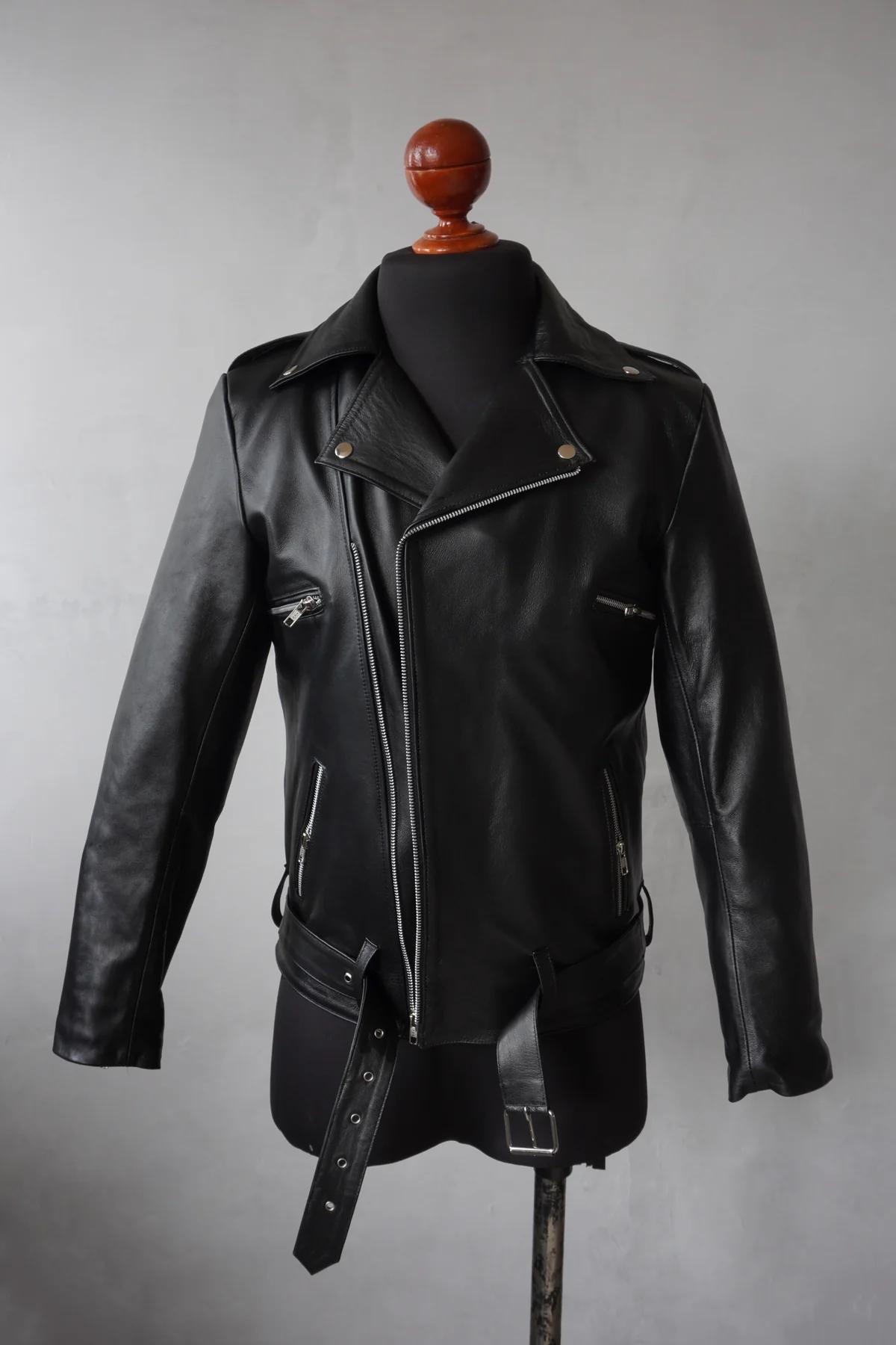 90s Special Vintage Biker Moto Real Black Leather Jacket