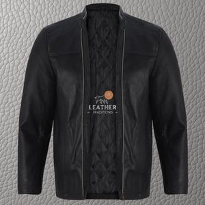 Czarna skórzana kurtka motocyklowa Biker Slim Fit dla mężczyzn, designerska skórzana kurtka w stylu oldschool vintage | Prezent dla niego i przyjaciół