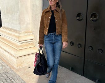 Handmade Suede Leather Cropped Jacket: Western Style