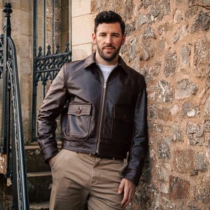 Men's Brown Leather Bomber Jacket Classic A2 Flight Jacket Genuine Cowhide Aviator Vintage Military Style Jacket Handmade Jacket Easter Sale