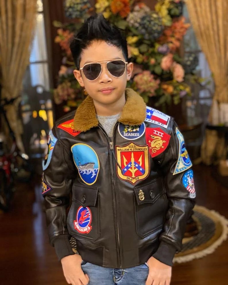 Top Gun Maverick Leather Bomber Jacket | Patched Aviator Style - Etsy
